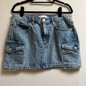 Denim Forum 90s mid rise Cargo Mini Jean Skirt Sz 31